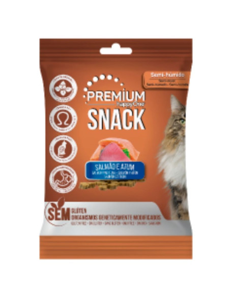 Хипоалергенно лакомство за котки HappyOne MEDITERRANEUM Premium Salmon and Tuna БЕЗ ГЛУТЕН, със сьомга, риба тон и пиле 50 гр