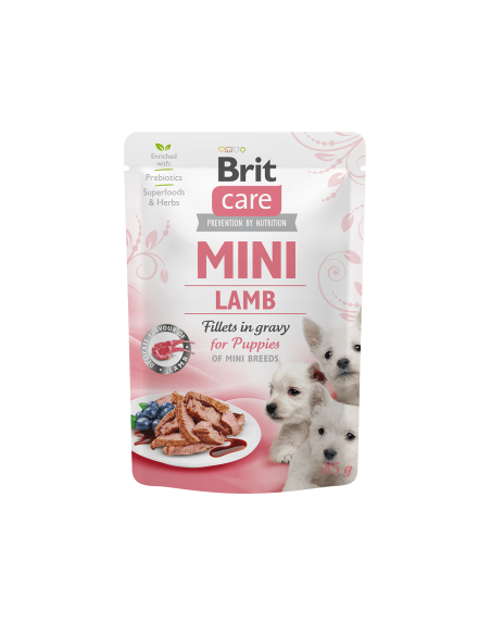 Brit Care Mini Puppy Lamb fillets in gravy – пауч за кученца от малките породи с агнешко 85 гр.