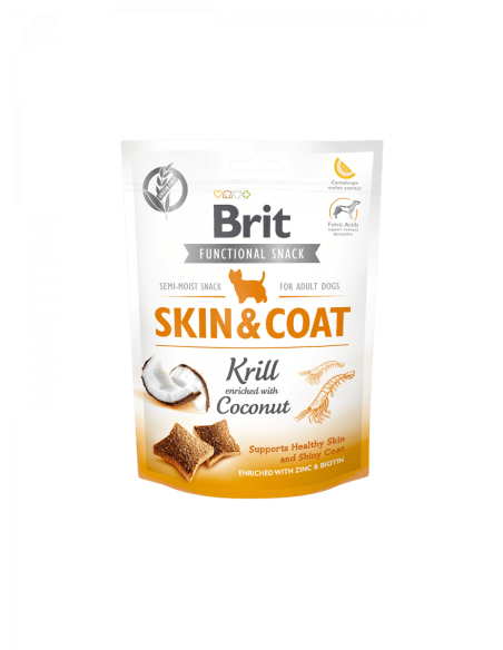 Brit Care Dog Functional Snack Skin-Coat Krill – лакомство за кожа и козина с ракообразни и кокос 150гр. 0.150 кг.