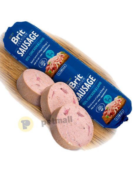 Деликатесен салам за кучета Brit Sausage Chicken - Lamb – с 85- свежо пилешко месо и 10- агнешко 800 гр.