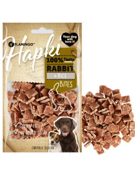 Лакомство за кучета Flamingo HAPKI RABBIT - RICE BITES 85гр – дребни хапки с заешко и ориз 85 гр.