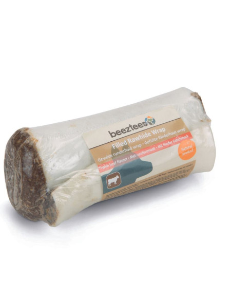Натурално лакомство за куче Beeztees Rawhide wrap Beef пресована кожа с вкус на телешко 1 бр.