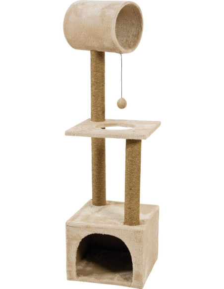Драскалка Zolux TRIO CAT TREE с къщичка и три зони, 41см х 47см х 124 см Бежов