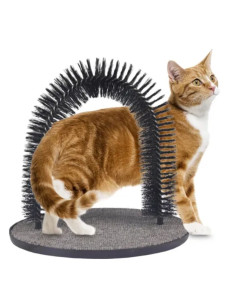 Драскалка за нокти с масажор Flamingo Massage and grooming arch за котки Сив