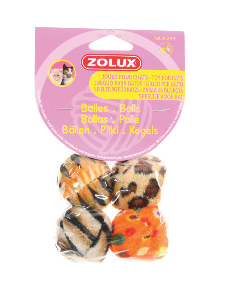 Играчка за котки Zolux 4 MULTICOLOURED BALLS – комплект от 4 топки 1 бр.