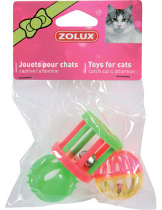 Играчки за котка Zolux 3 MULTI-SHAPED – три играчки със звънчета 1 бр.