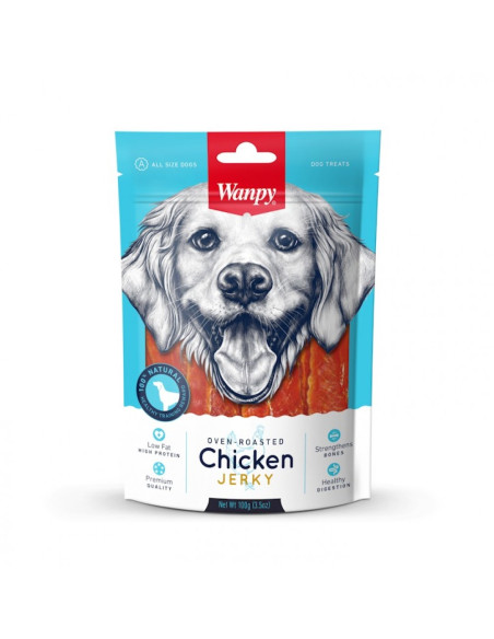 Wanpy Chicken Jerky, 100 г - премиум клас пилешко филе, печено на фурна