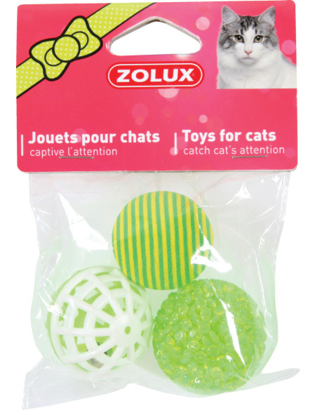 Комплект играчки Zolux 3 VARIED BALLS – Три различни топки за котки 4см 1 бр.