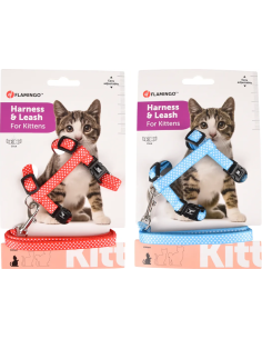 Комплект нагръдник + повод за котки Flamingo KITTEN HARNESS + LEASH AIWA 15-25CM 10MM ASSORTMENT микс