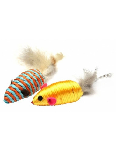 Котешкa играчкa PET NOVA – комплект от две мишлета от естествени материали, 7х3 см натурален