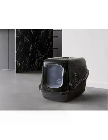Savic Nestor Marble закрита котешка тоалетна черен мрамор/черно, 56х39х38.5 см