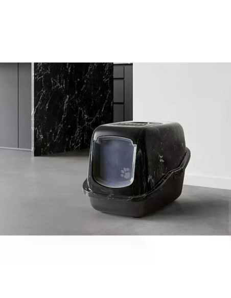 Savic Nestor Marble закрита котешка тоалетна черен мрамор/черно, 56х39х38.5 см