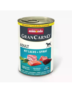 GranCarno Dog Adult консервирана храна за кучета със сьомга и спанак, 400 г