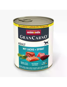 GranCarno Dog Adult консервирана храна за кучета със сьомга и спанак, 800 г