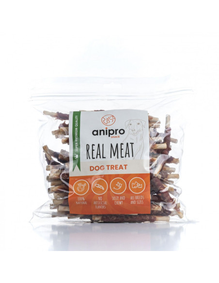 anipro солети от телешка кожа обвити с патешко месо 12 см - 1 кг