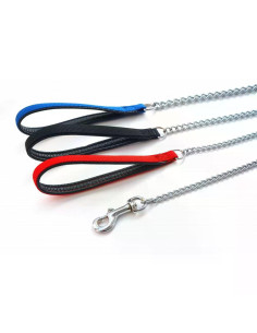 anipro повод синджир 2.5мм/100см синя дръжка с неопрен