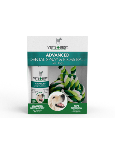 Vets Best Advanced Dental Spray 120мл + играчка топка-въже за кучета