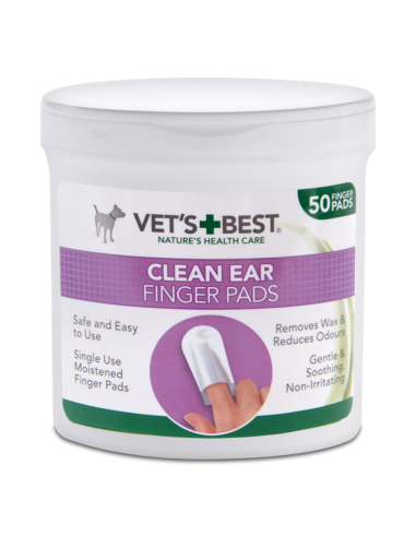 Vets Best Ear Finger Pads 50 бр почистващи напръстници за уши, с Алое