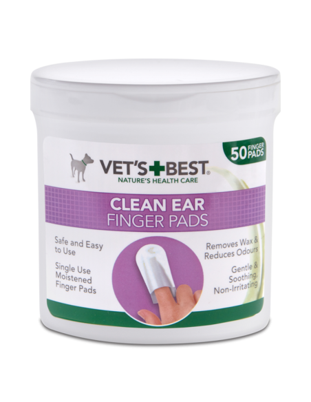 Vets Best Ear Finger Pads 50 бр почистващи напръстници за уши, с Алое
