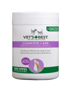 Vets Best Eye - Ear wipes 160бр почистващи кърпички очи/уши куче/коте 18 х 20см