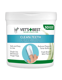Vets Best Clean Teeth Finger Pads 50бр дентални кърпички за почистване на зъби, аромат на мента