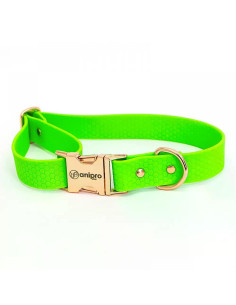 anipro Hexagon нашийник водоустойчива лента хексагон 25мм/35-55см неоново зелен с тока розово злато