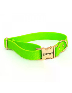 anipro Hexagon нашийник водоустойчива лента хексагон 25мм/35-55см неоново зелен с тока розово злато 2