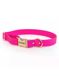anipro Hexagon нашийник водоустойчива лента хексагон 25мм/35-55см неоново розов с тока розово злато 2