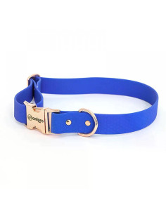 anipro Hexagon нашийник водоустойчива лента хексагон 25мм/35-55см тъмно син с тока розово злато