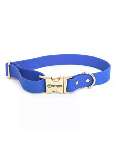 anipro Hexagon нашийник водоустойчива лента хексагон 25мм/35-55см тъмно син с тока розово злато 2