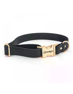 anipro Hexagon нашийник водоустойчива лента хексагон 25мм/35-55см черен с тока розово злато 2