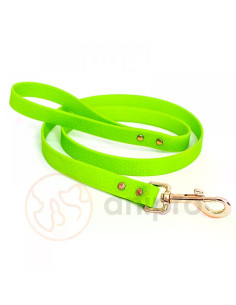 anipro Hexagon повод водоустойчива лента хексагон 20мм/120см неоново зелен с карабинка розово злато