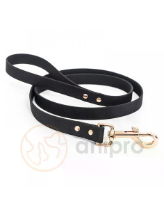 anipro Hexagon повод лента хексагон 20мм/120см черен с карабинка розово злато