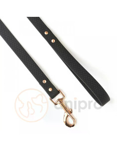 anipro Hexagon повод лента хексагон 20мм/120см черен с карабинка розово злато 2