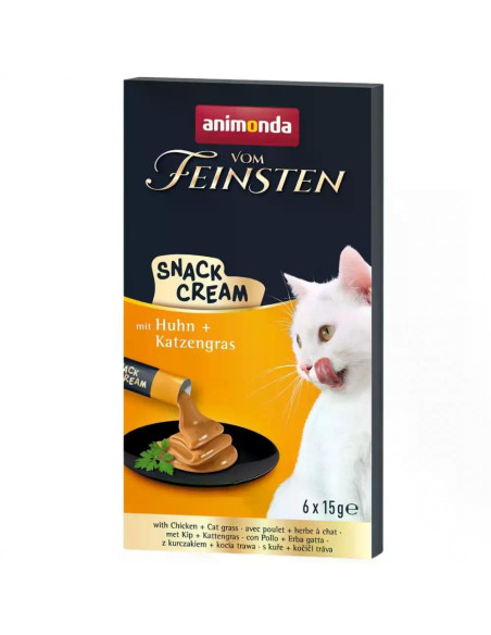 Vom Feinsten Snack Cream лакомство за котки с пилешко и котешка трева, 6х15 г