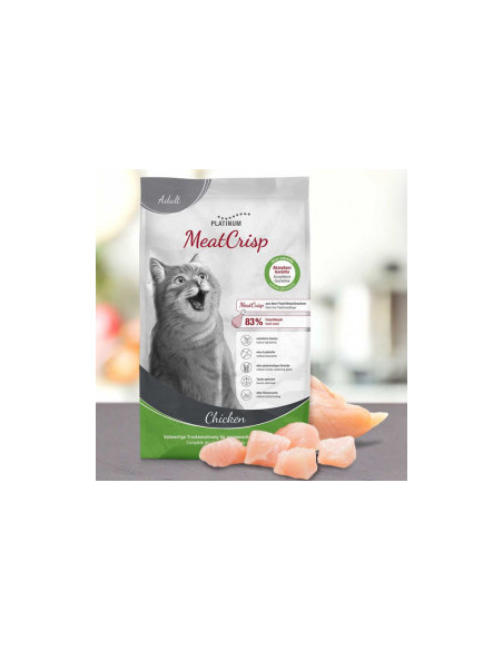 Пълноценна суха храна за котки Platinum MeatCrisp Adult Chicken с 83- Прясно пилешко месо, БЕЗ зърнени култури 1,5кг
