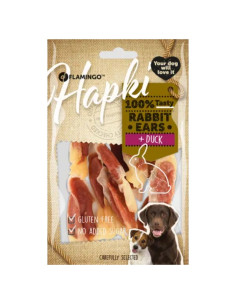 Лакомство за куче Flamingo Hapki Rabbit ear Заешки уши с патешко 85 гр. 2