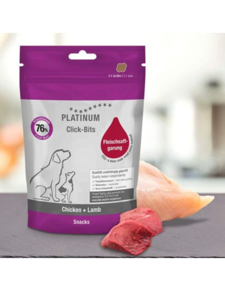 Лакомство за кучета Platinum Click-Bits Chicken+Lamb хапки с 76- Прясно пилешко и агнешко месо