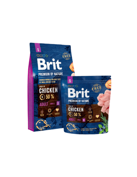 Суха храна за кучета BRIT PREMIUM ADULT S BY NATURE [ НОВА, ПОДОБРЕНА ФОРМУЛА ] с 50- прясно пилешко месо 3 кг.