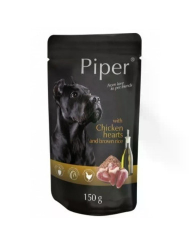 Piper Adult пауч пилешки сърца/кафяв ориз, 150 г / 10 бр СТЕК