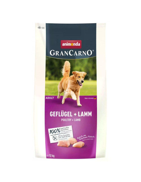GranCarno Adult - суха храна за израснали кучета с птиче и агнешко, 12 кг