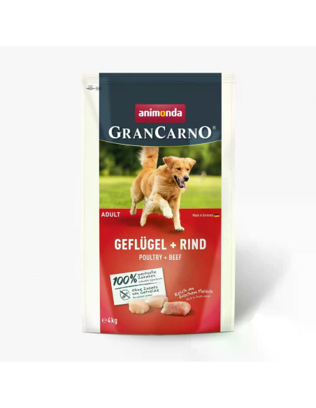 GranCarno Adult - суха храна за израснали кучета с птиче и говеждо, 4 кг