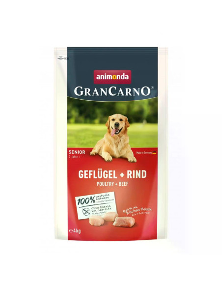 GranCarno Senior - суха храна за възрастни кучета, с птиче и говеждо, 4 кг