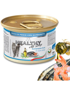 Консервирана храна за котки HEALTHY MEAT All days CAT Fish and Shrimps с прясна риба и скариди 0.200 кг.