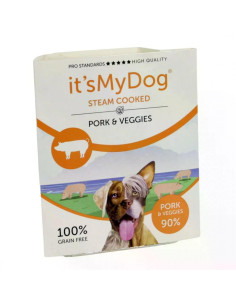 It’s My Dog Steam Cooked - консервирана храна за кучета приготвена на пара, свинско и зеленчуци, 7х395 г