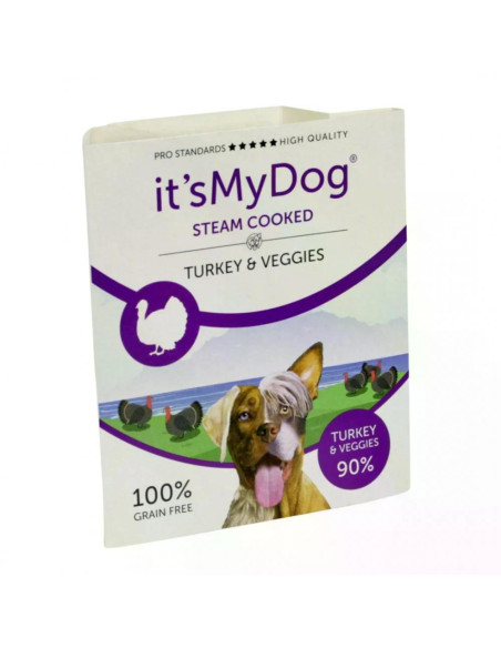 It’s My Dog Steam Cooked - консервирана храна за кучета приготвена на пара, пуешко и зеленчуци, 7х395 г