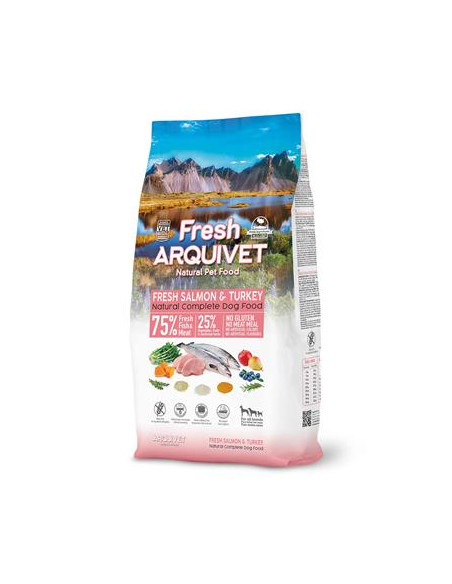Arquivet Fresh Salmon - Turkey – 2,5 Kg Полумокра Кучешка Храна От Прясна Сьомга И Пуйка 2,5кг.