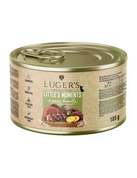 Lugers Dog храна за дребни породи кучета с гъши сърца, 185 г, 6 бр./стек