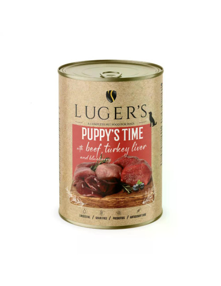Lugers Puppy храна за малки кученца с говеждо и пуeшки дроб, 400 г, 6 бр./стек