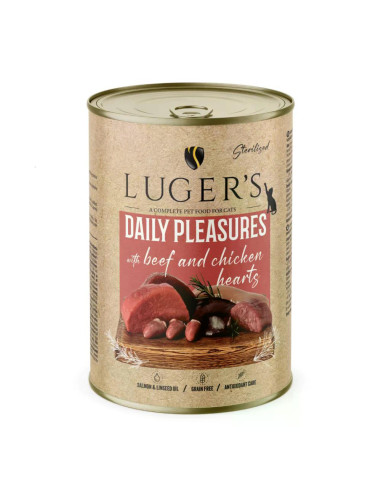 Lugers Cat храна за кастрирани котки с говеждо и пилешки сърца, 400 г, 6 бр./стек